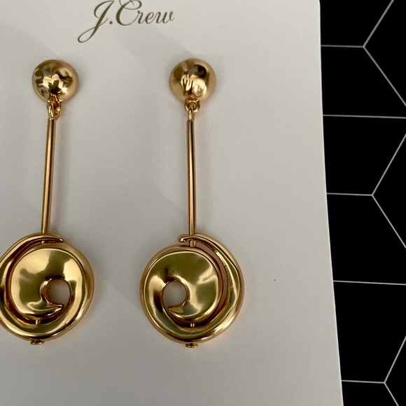 J.CREW Sculptural Spiral Drop Earrings NWT OS Burnished Gold - Picture 3 of 10